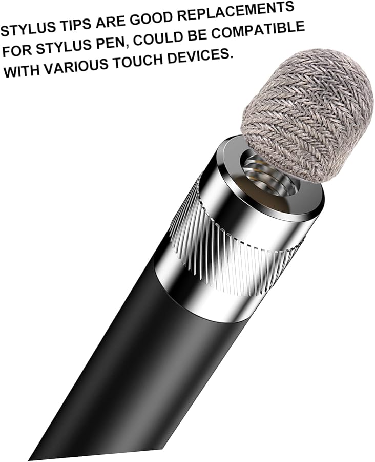 10pcs Silver Fiber Mesh Capacitive Stylus Pen Tips Compatible with Touch Screen Devices - Image 5